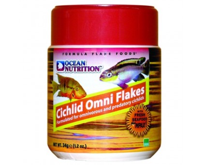 Ocean Nutrition Cichlid Omni Flake maistas žuvims; 34g, 71g